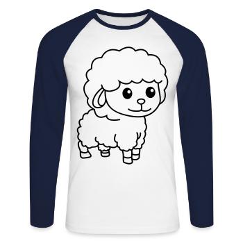 Sheep Comic Animal - Unisex Long Sleeve Baseball T-Shirt - white/navy - Front - Nik (191cm)