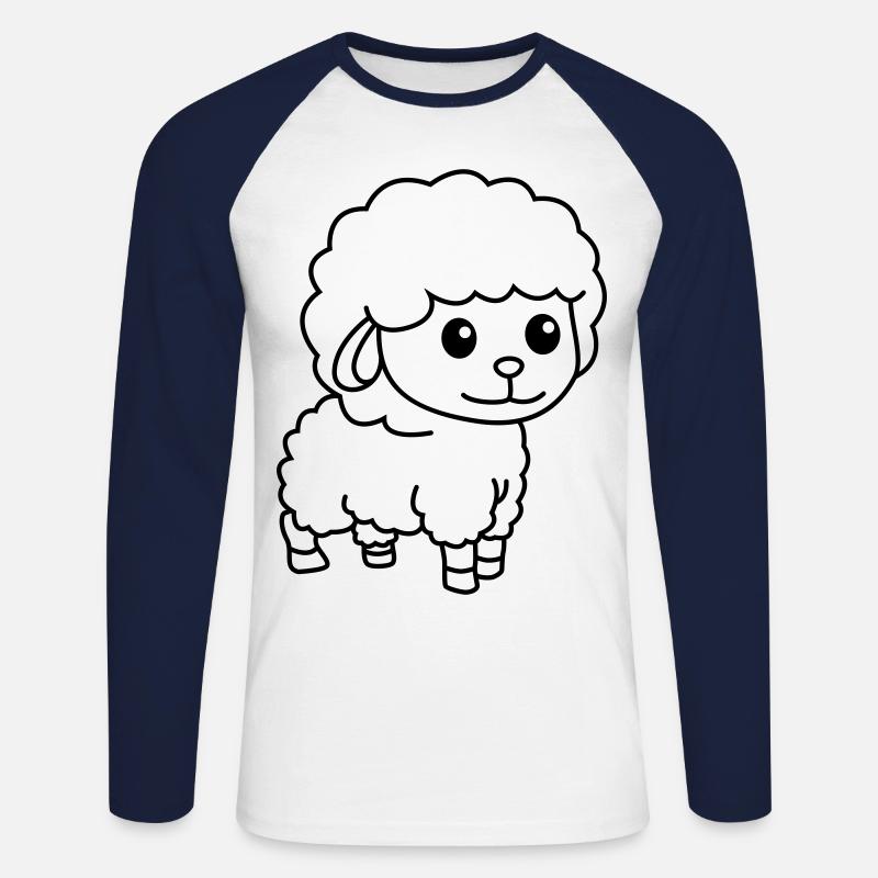 Schaf Comic Tier - Unisex Baseballshirt langarm - Weiß/Navy