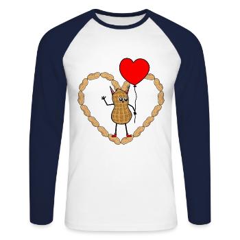 Heartfelt Peanut Devil Satan Heart Emotions - Unisex Long Sleeve Baseball T-Shirt - white/navy - Front - Nik (191cm)
