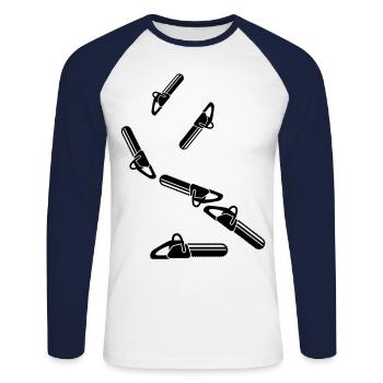 Icône d’icône de tronçonneuse - T-shirt baseball manches longues Homme - blanc/marine - Devant - Nik (191cm)