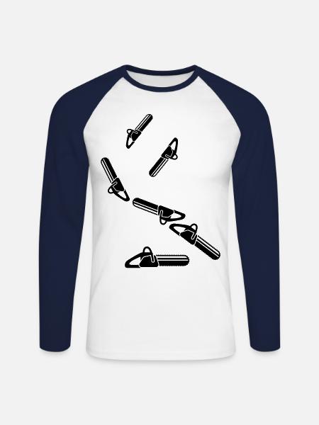 Chainsaw Icon Icon - Unisex Long Sleeve Baseball T-Shirt - white/navy