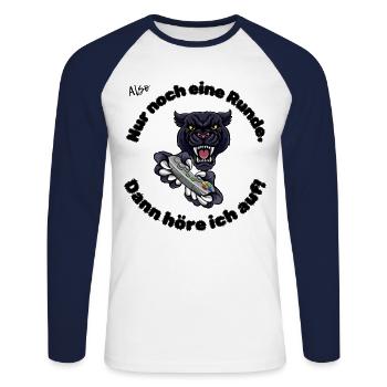 Ein Runde noch Spiele mit Panther Design - Unisex Baseballshirt langarm - Weiß/Navy - Vorne - Nik (191cm)