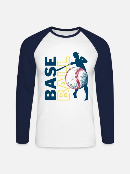 Base-ball - T-shirt baseball manches longues Homme - blanc/marine