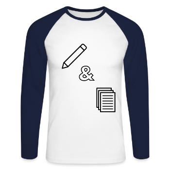 Pen & Paper Design - Unisex Baseballshirt langarm - Weiß/Navy - Vorne - Nik (191cm)