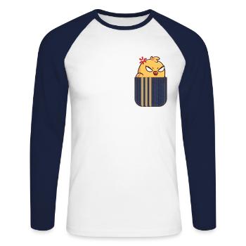 Anime Shirt Bag printed Chest Bags Design - Unisex Long Sleeve Baseball T-Shirt - white/navy - Front - Nik (191cm)