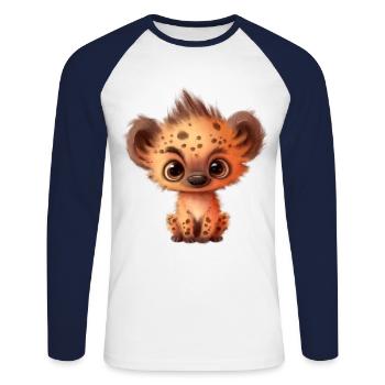 Süße Baby-Hyäne mit Glubschaugen - Unisex Baseballshirt langarm - Weiß/Navy - Vorne - Nik (191cm)