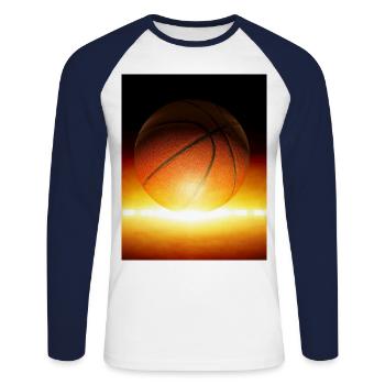 Basketball planet under the sun 🏀☀️ - Unisex Long Sleeve Baseball T-Shirt - white/navy - Front - Nik (191cm)
