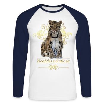 The Clouded Leopard - Unisex Long Sleeve Baseball T-Shirt - white/navy - Front - Nik (191cm)