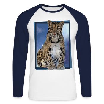 Clouded leopard - Unisex Long Sleeve Baseball T-Shirt - white/navy - Front - Nik (191cm)
