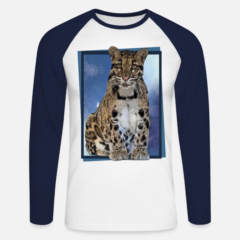 Clouded leopard - Unisex Long Sleeve Baseball T-Shirt - white/navy