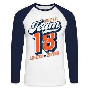 Original Team 18 - Limited Edition - Unisex Long Sleeve Baseball T-Shirt - white/navy - Front - Nik (191cm)