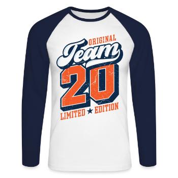 Original Team 20 - Limited Edition - Unisex Long Sleeve Baseball T-Shirt - white/navy - Front - Nik (191cm)