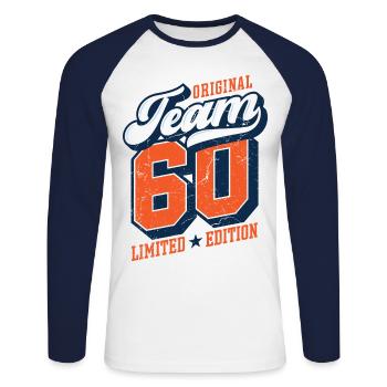 Original Team 60 - Limited Edition - Unisex Long Sleeve Baseball T-Shirt - white/navy - Front - Nik (191cm)
