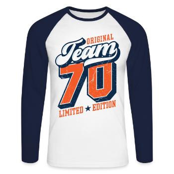 Original Team 70 - Limited Edition - Unisex Long Sleeve Baseball T-Shirt - white/navy - Front - Nik (191cm)
