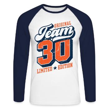 Original Team 30 - Limited Edition - Unisex Long Sleeve Baseball T-Shirt - white/navy - Front - Nik (191cm)