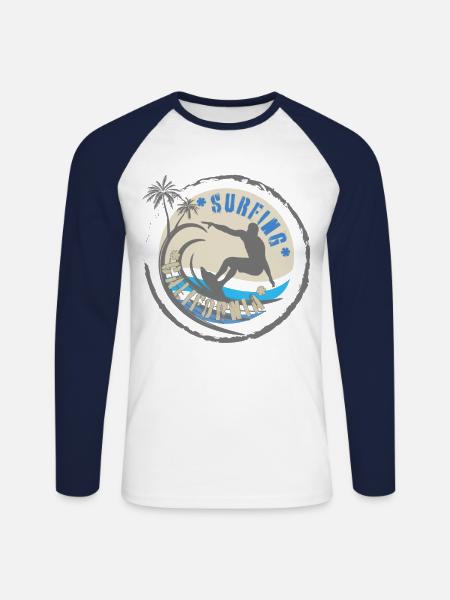 Surfing California - Unisex Long Sleeve Baseball T-Shirt - white/navy