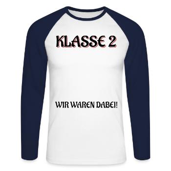 Fin de la 2e année Nous étions là Remise des diplômes de la classe 2 - T-shirt baseball manches longues Homme - blanc/marine - Devant - Nik (191cm)
