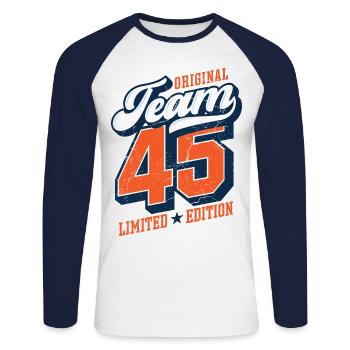 Original Team 45 - Limited Edition - Unisex Long Sleeve Baseball T-Shirt - white/navy - Front - Nik (191cm)