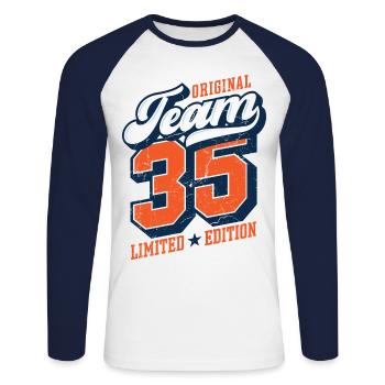 Original Team 35 - Limited Edition - Unisex Long Sleeve Baseball T-Shirt - white/navy - Front - Nik (191cm)