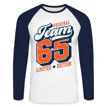 Original Team 65 - Limited Edition - Unisex Long Sleeve Baseball T-Shirt - white/navy - Front - Nik (191cm)