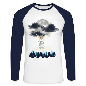 ange, céleste, nature, amoureux de la nature, spirituel - T-shirt baseball manches longues Homme - blanc/marine - Devant - Nik (191cm)
