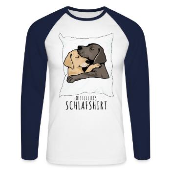 Dog Sleep Shirt Retriever Official Sleep Shirt - Unisex Long Sleeve Baseball T-Shirt - white/navy - Front - Nik (191cm)