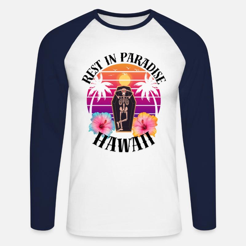 Hawaii RIP Sarkasmus - Unisex Baseballshirt langarm - Weiß/Navy