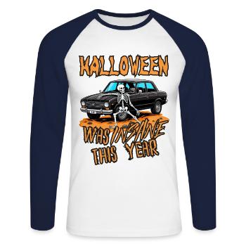 Halloween Was Insane This Year - Unisex Long Sleeve Baseball T-Shirt - white/navy - Front - Nik (191cm)