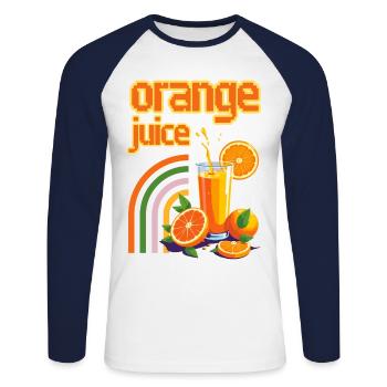 Orange Juice - Unisex Long Sleeve Baseball T-Shirt - white/navy - Front - Nik (191cm)