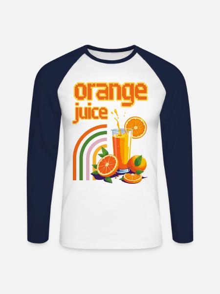 Orange Juice - Unisex Long Sleeve Baseball T-Shirt - white/navy