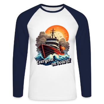 Alle an Bord - Unisex Baseballshirt langarm - Weiß/Navy - Vorne - Nik (191cm)