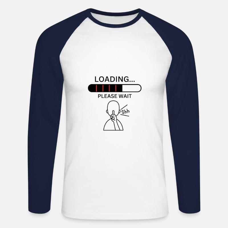 Loading Please Wait - Unisex Long Sleeve Baseball T-Shirt - white/navy