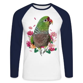 Weinpapagei - Unisex Baseballshirt langarm - Weiß/Navy - Vorne - Nik (191cm)