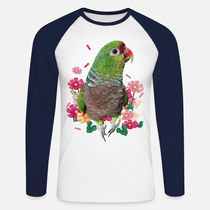 Weinpapagei - Unisex Baseballshirt langarm - Weiß/Navy