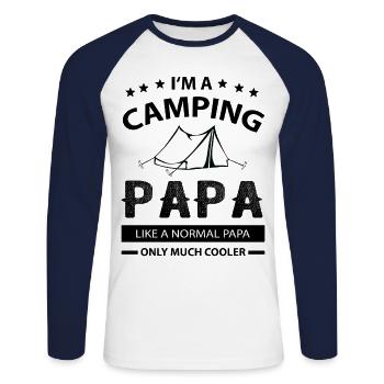 I'M A Camping Papa like A Normal Papa only much - Unisex Long Sleeve Baseball T-Shirt - white/navy - Front - Nik (191cm)