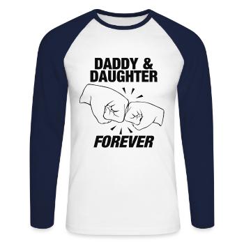 Geschenk für Väter. Geschenk für Töchter. Team - Unisex Baseballshirt langarm - Weiß/Navy - Vorne - Nik (191cm)