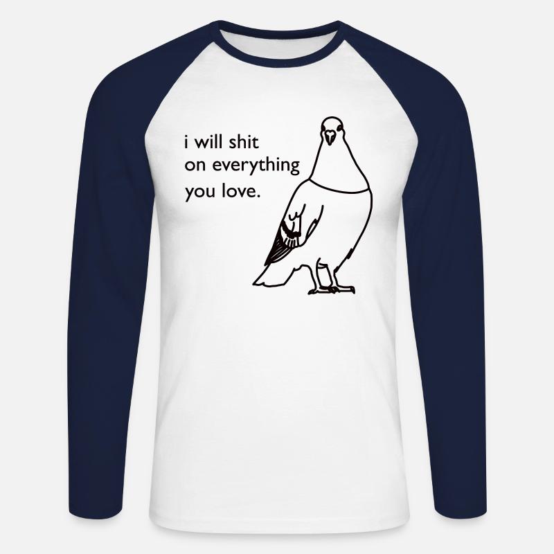 Spruch Vogel Liebe - Unisex Baseballshirt langarm - Weiß/Navy