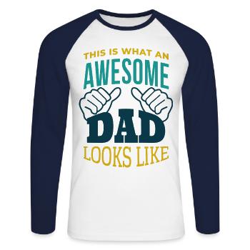 This is what a great dad looks like - Unisex Long Sleeve Baseball T-Shirt - white/navy - Front - Nik (191cm)