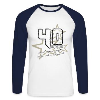 40 Jahre Und Den Rest Rocke Ich Auch Noch Geschenk - Unisex Baseballshirt langarm - Weiß/Navy - Vorne - Nik (191cm)