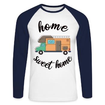 Home Sweet Home Camper Van Camping Caravan - Unisex Long Sleeve Baseball T-Shirt - white/navy - Front - Nik (191cm)