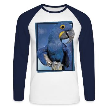 Hyacinth Macaw - Unisex Long Sleeve Baseball T-Shirt - white/navy - Front - Nik (191cm)