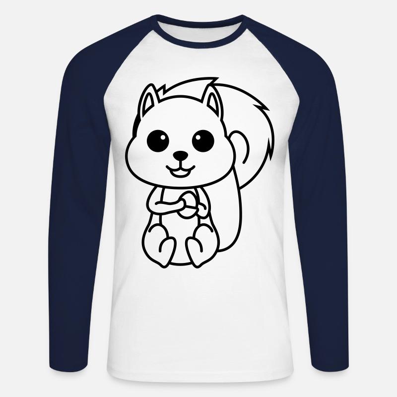 Eichhörnchen Comic Tier - Unisex Baseballshirt langarm - Weiß/Navy