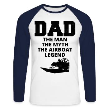 Airboat Fanboat Airboating Papa Fête des Pères - T-shirt baseball manches longues Homme - blanc/marine - Devant - Nik (191cm)