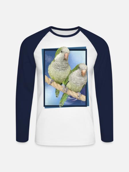 Argentine Parakeet - Unisex Long Sleeve Baseball T-Shirt - white/navy