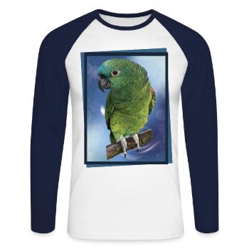 Die Blaustirnamazone - Unisex Baseballshirt langarm - Weiß/Navy - Vorne - Nik (191cm)