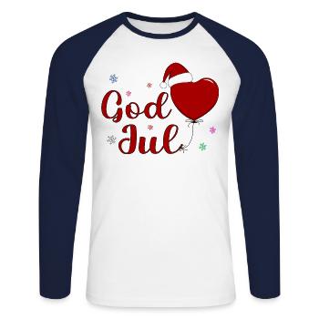 Dieu Joul Fête de Noël - T-shirt baseball manches longues Homme - blanc/marine - Devant - Nik (191cm)