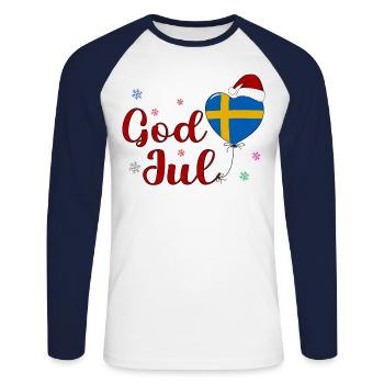God Jul Sverige - Unisex Baseballshirt langarm - Weiß/Navy - Vorne - Nik (191cm)