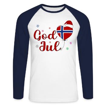 Dieu Jul Norge - T-shirt baseball manches longues Homme - blanc/marine - Devant - Nik (191cm)