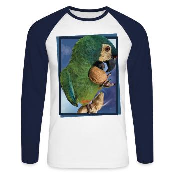 Das Maracanã - Unisex Baseballshirt langarm - Weiß/Navy - Vorne - Nik (191cm)