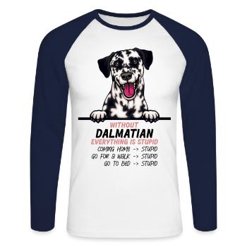 Ohne Dalmatiner ist alles doof - Unisex Baseballshirt langarm - Weiß/Navy - Vorne - Nik (191cm)